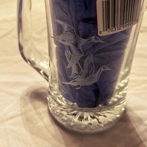 Vintage Genesee Beer Gold Rim Etched Flying Ducks Glass Mug Stein NEW Cond - Picture 7 of 7